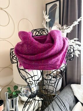 Pink Multicolor Wool Tweed Scarf
